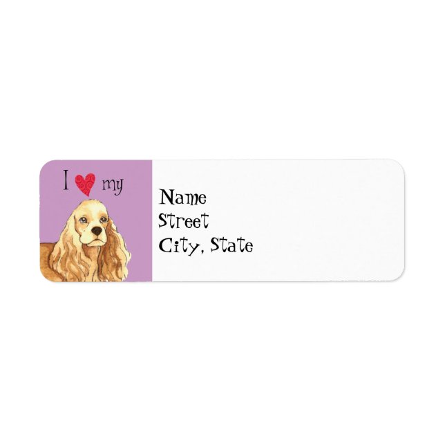 Jag Kärlek min Cocker Spanska Returadress Etikett (Framsidan)