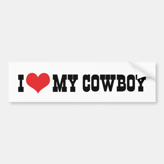 Jag Kärlek min Cowboybumper Sticker Bildekal (Framsidan)