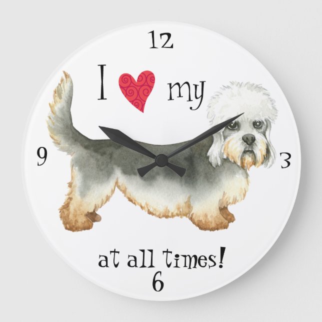 Jag Kärlek min Dandie Dinmont Terrier Stor Klocka (Framsida)