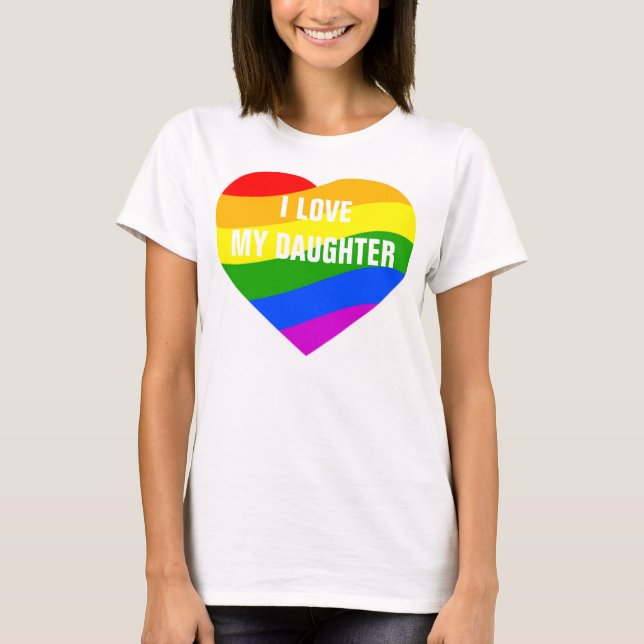 Jag Kärlek min dotter Rainbow Färg Heart Tröja (Framsida)