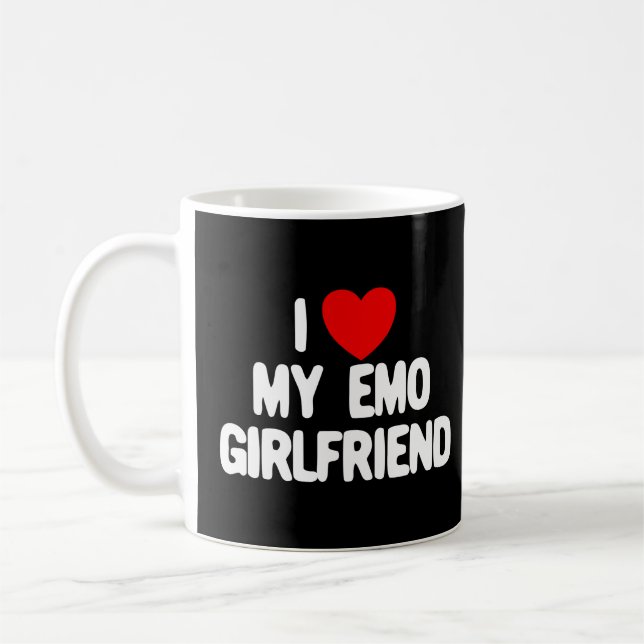 Jag Kärlek min Emo Girlkompis Red Heart Emo Girlko Kaffemugg (Vänster)