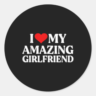 Jag Kärlek min Fantastisk Girlvän jag älskar min H Runt Klistermärke