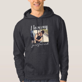Jag kärlek min flickflickvän par fotomörk grått hoodie