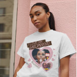 Jag kärlek min flickvän | Anpassningsbar 2-foto T Shirt<br><div class="desc">Skapa din egen gåva med den här "I kärlek my Girlkompis Anpassningsbar 2 foto Cute T-Shirt"-mallen i pastel rosa och brunt färger,  anpassade i färg. Lägg till 2 foton och 2 anpassningsbar i ett handskrivet teckensnitt. Inget minimum.</div>