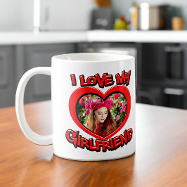 Jag Kärlek min flickvän Bubble Red Heart Ram Kaffemugg