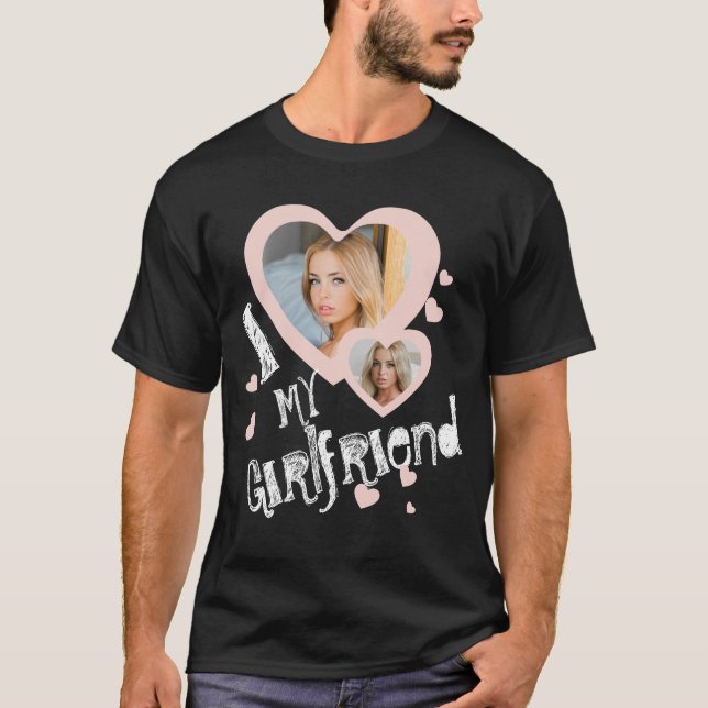 Jag kärlek min flickvän Chalkboard Doodles Black C T Shirt (Framsida)