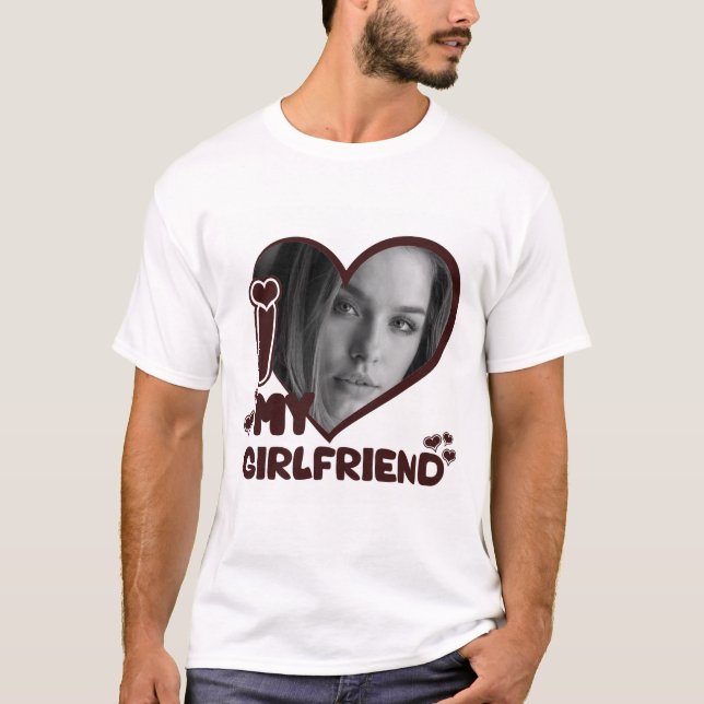 Jag Kärlek min flickvän Cute Anpassningsbar Photo  T Shirt (Framsida)