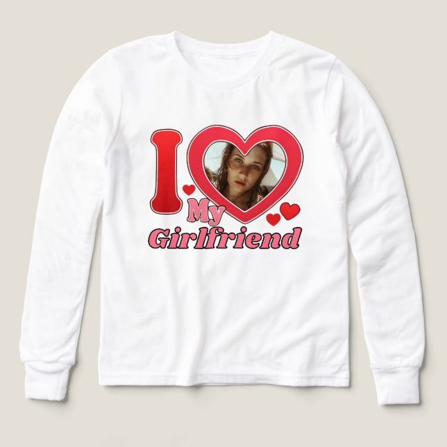 Jag Kärlek Min flickvän, Girlvän T Shirt (Design framsida)
