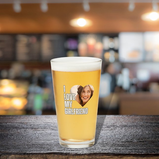 Jag Kärlek min flickvän Heart Photo Boykompis Gift Glaskopp (I Love My Girlfriend Heart Photo Boyfriend Gift Glass)