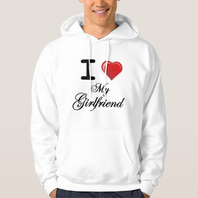 Jag Kärlek Min flickvän Hoodie (Framsida)