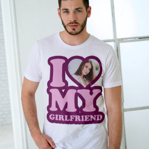 Jag Kärlek min flickvän med Anpassningsbar Photo T Shirt