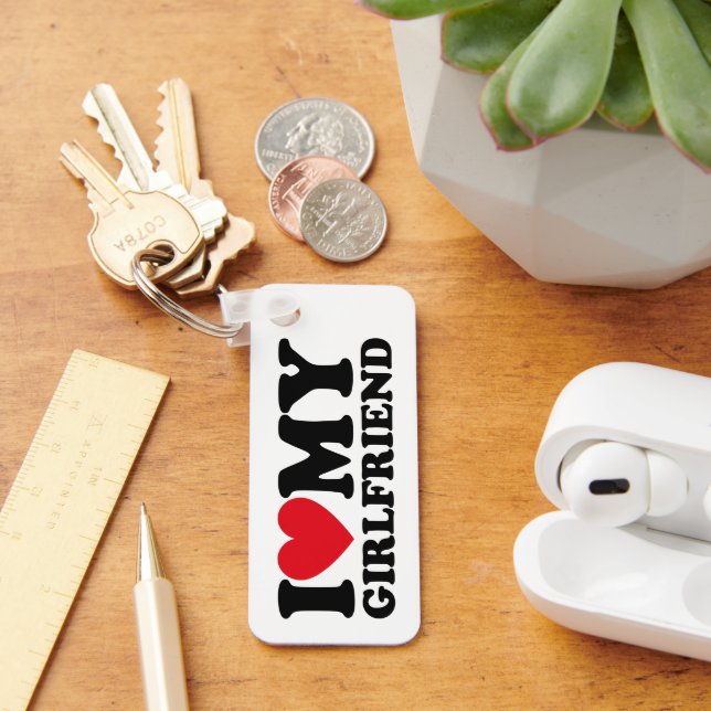 Jag Kärlek min flickvän med Hjärtnyckelring Nyckelring (Skrivbord)