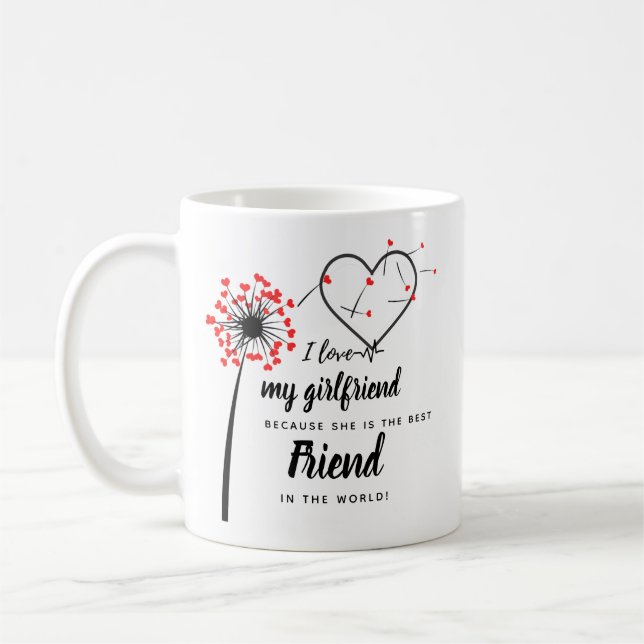 Jag Kärlek min flickvän PHOTO Gift Personlig Heart Kaffemugg (Vänster)