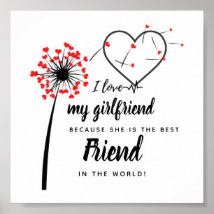Jag Kärlek min flickvän PHOTO Gift Personlig Heart Poster