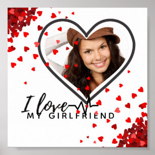 Jag Kärlek min flickvän PHOTO Gift Personlig Heart Poster