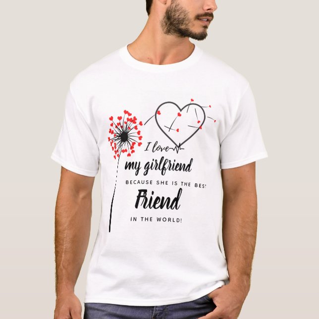 Jag Kärlek min flickvän PHOTO Gift Personlig Heart T Shirt (Framsida)