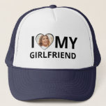 Jag Kärlek min flickvän Photo Heart Funny Boykompi Keps<br><div class="desc">En rolig gåva till din pojkvän - lägg till ditt foto till den här "Jag kärlek min flickvän" hatten. Gör en underbar gåva till din pojkvän för årsdagen eller Valentindagen.</div>