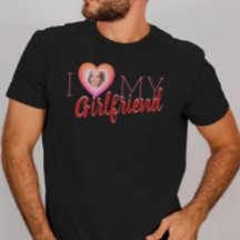 Jag Kärlek min flickvän Photo Heart Manar-Shirt