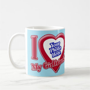 Jag Kärlek min flickvän Photo Red Heart Blue Horiz Kaffemugg