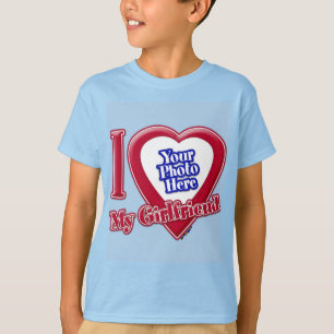 Jag Kärlek min flickvän Photo Red Heart Light Blue T Shirt