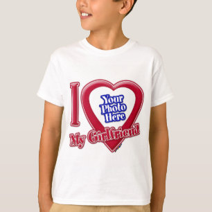 Jag Kärlek min flickvän Photo Red Heart T Shirt