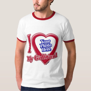 Jag Kärlek min flickvän Photo Red Heart T Shirt