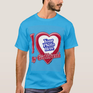 Jag Kärlek min flickvän Photo Red Heart Teal T Shirt