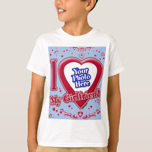 Jag Kärlek min flickvän Photo Red Hearts Baby blue T Shirt