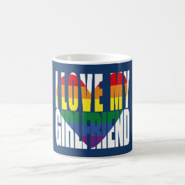 Jag Kärlek min flickvän Rainbow Heart Kaffemugg