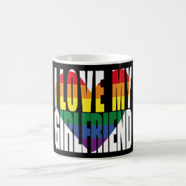 Jag Kärlek min flickvän Rainbow Heart Kaffemugg