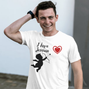 Jag kärlek min flickvän Red-hjärt-söt kärlek citat T Shirt