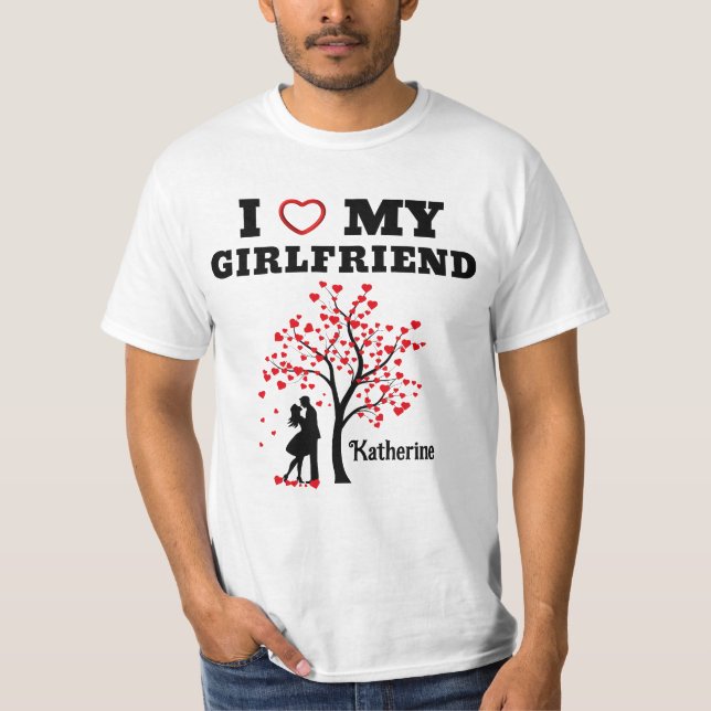 Jag Kärlek min flickvän T Shirt (Framsida)