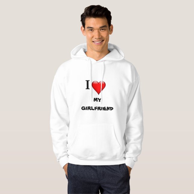 Jag kärlek min flickvän T-Shirt Hoodie (Hel framsida)
