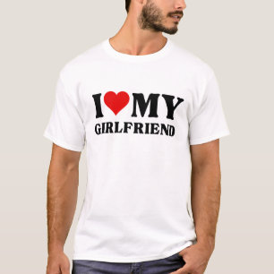Jag Kärlek Min flickvän Valentine par T Shirt