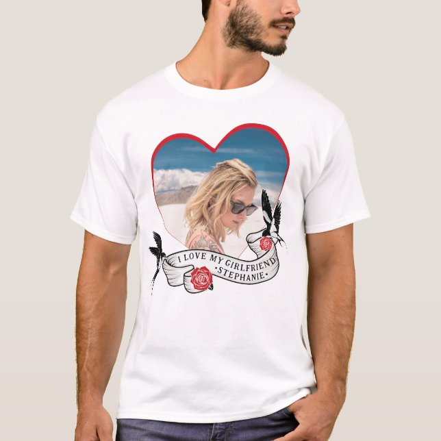 Jag Kärlek min flickvän Wife Gothic Old Stil Tatto T Shirt (Framsida)