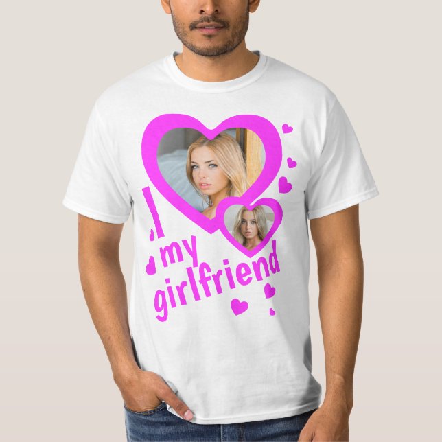Jag kärlek min flickvänfoto t shirt (Framsida)