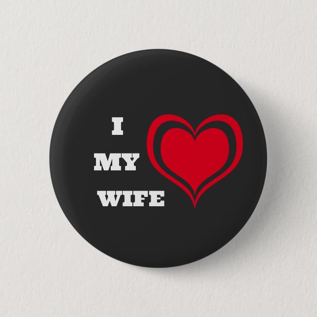 Jag Kärlek min fru Cute Heart-Anpassningsbar Knapp (Framsida)