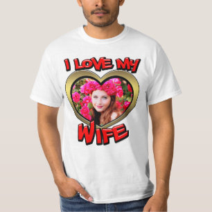 Jag Kärlek min fru Graffiti Heart Guld Red Photo T Shirt