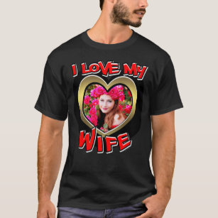 Jag Kärlek min fru Graffiti Heart Guld Red Photo T Shirt