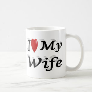 Jag Kärlek Min fru söt svart text Kaffemugg