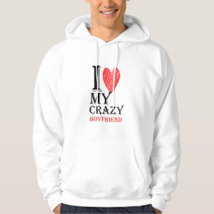 Jag Kärlek min galna Boykompis Purview med rött hj Hoodie
