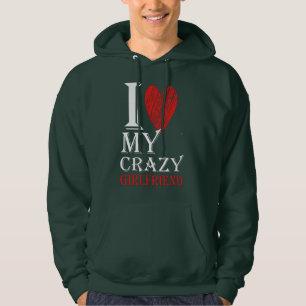 Jag Kärlek min galna Boykompis Purview med rött hj Hoodie