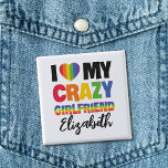 Jag kärlek min galna flickflickvän, regnbåge pride knapp<br><div class="desc">Fira kärlek med det här anpassadet HGBTQ-Pridet med texten "I Kärlek My Crazy Girlkompis" i fet regnbåge-färgad typsnitt. Anpassa den genom att lägga till din flickväns namn för en unik beröring. Sprid kärlek, positivitet och delaktighet med den här knappen för anpassade är ett perfekt sätt att visa ditt stöd för...</div>