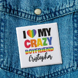 Jag kärlek min galna pojkvän regnbåge pride lgbtq  knapp<br><div class="desc">Anpassadets knapp för HBT-Pride, som lyder "I Kärlek My Crazy Boykompis" i ett fet typsnitt av regnbåge i färg, är ett underbart sätt att fira kärlek. För speciell beröring, sätt din pojkväns namn för att göra det mer personlig. Denna knapp är ett fullständigt anpassade och ett underbart sätt att uttrycka...</div>