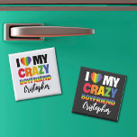 Jag kärlek min galna pojkvän regnbåge pride lgbtq  magnet<br><div class="desc">Anpassadet LGBTQ-Pridets kylmagnet, som lyder "I Kärlek My Crazy Boykompis" i ett fet typsnitt av regnbåge färg, är ett underbart sätt att fira kärlek. För speciell beröring, sätt din pojkväns namn för att göra det mer personlig. Denna magnet är ett fullständigt anpassade och ett underbart sätt att uttrycka ert stöd...</div>