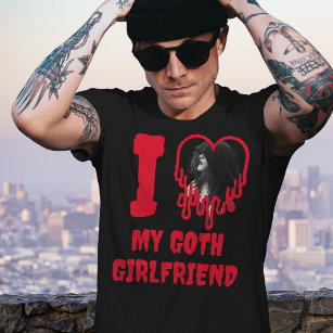 Jag Kärlek min goth Girlkompis som kör Red Heart P T Shirt