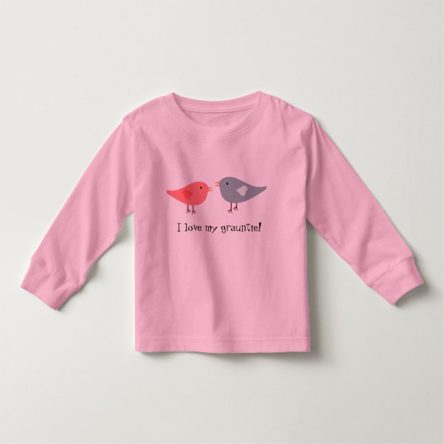 "Jag kärlek min gruntie!" med fåglar! T-shirt (Framsida)