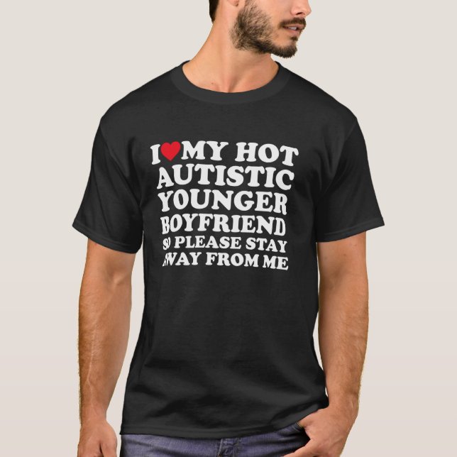 Jag Kärlek min Hett Autistic Younger Boykompis. T Shirt (Framsida)