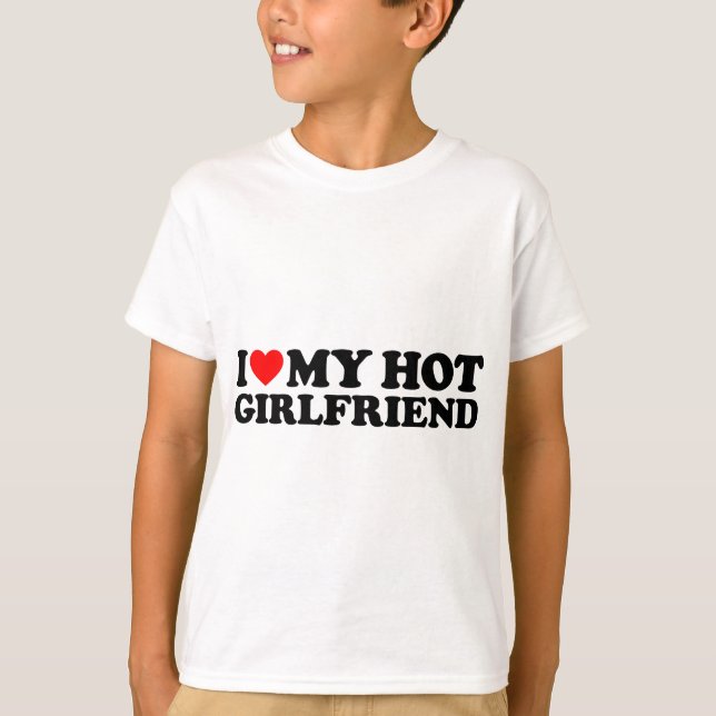 Jag Kärlek min Hett Girlkompis Heart mitt i Kärlek T Shirt (Framsida)