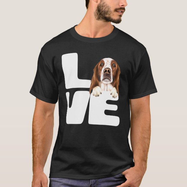 Jag Kärlek min Irish Red and White Setter Hund T Shirt (Framsida)